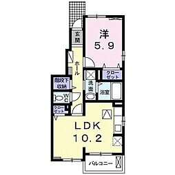 オーブ　コリーヌ 1階1LDKの間取り