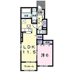 JR舞鶴線 西舞鶴駅 徒歩20分の賃貸アパート 1階1LDKの間取り