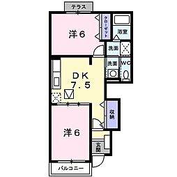 ウエストヒル・ウイズ 2DKの間取図画像