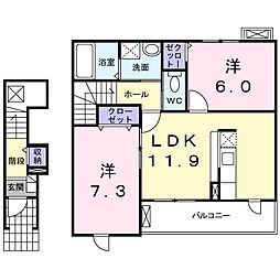 プリムローズ 2階2LDKの間取り
