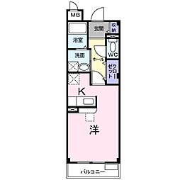 シエル・エトワレ 1階ワンルームの間取り