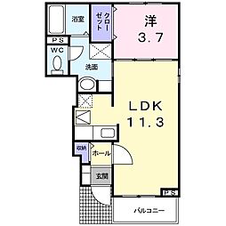グレース椥辻 1LDKの間取図画像