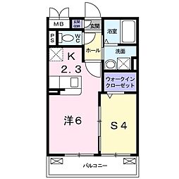 サザンウィング 1LDKの間取図画像