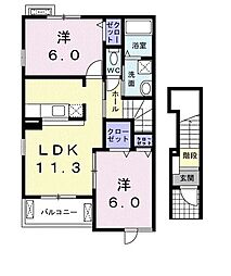 ＡＲＫ　ＦＯＲＥＳＴ　II 2階2LDKの間取り