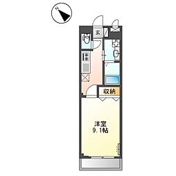 リバーサイドヒルズ 2階1Kの間取り