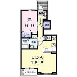 コッツウォルズＡ 1階1LDKの間取り