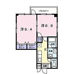 パレス　マーメイド 2階2Kの間取り