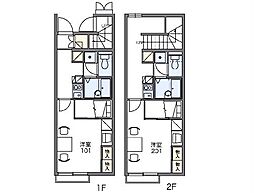 レオパレスグリーンフラットＥ 1階1Kの間取り
