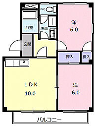 名古屋市営鶴舞線 庄内通駅 徒歩12分の賃貸マンション 3階2LDKの間取り
