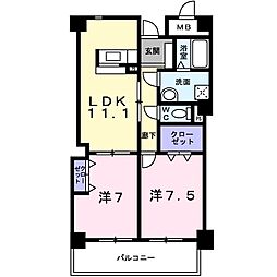 JR京浜東北・根岸線 西川口駅 バス11分 オートレース場裏下車 徒歩3分の賃貸マンション 6階2LDKの間取り