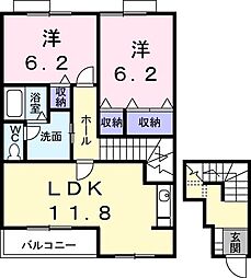 エトワールC 2LDKの間取図画像