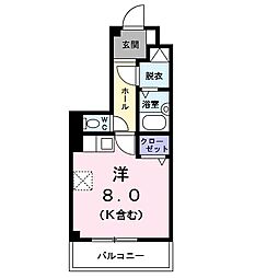 Ｇｏｏｄ　Ｗｉｌｌ 3階ワンルームの間取り