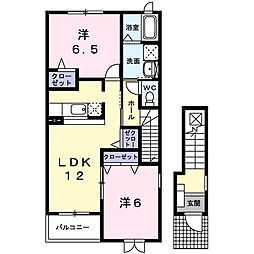 プレッソメテオールA 2LDKの間取図画像