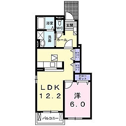 セル・フォンテーヌ 1階1LDKの間取り
