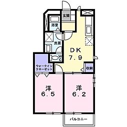アトラスＡ 1階2DKの間取り