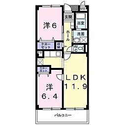 グラディオ　牛川 2階2LDKの間取り