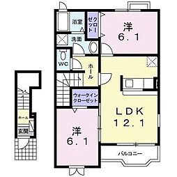 クラロポルタ 2階2LDKの間取り