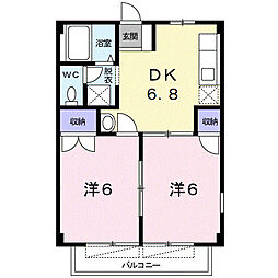 ファミール小杉II 1階2DKの間取り
