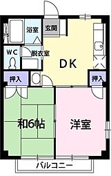 グリーンハイツ橘 2DKの間取図画像