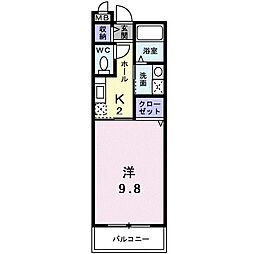 マンションあかやま 1Kの間取図画像