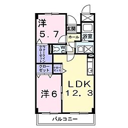 ヴィラ・アベニール 4階2LDKの間取り