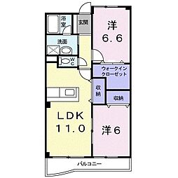 ウィスタリア 2LDKの間取図画像