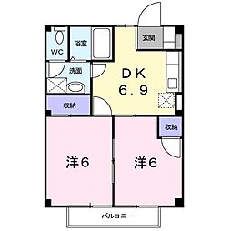 ヤマトハイツA 2DKの間取図画像