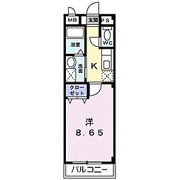 グランノヴァ 2階1Kの間取り