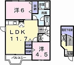 エステートハイツｐａｒｔII 2階2LDKの間取り