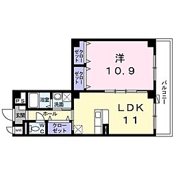 JR東海道・山陽本線 西大路駅 徒歩3分の賃貸マンション 4階1LDKの間取り