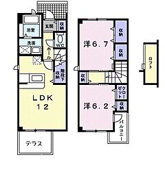 Ｍｓ’ソレアード 1階2LDKの間取り