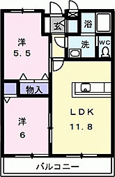 JR山陰本線 馬堀駅 徒歩10分の賃貸アパート 1階2LDKの間取り