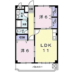 マリッチ小桜 2階2LDKの間取り