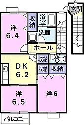 オーブリー高山B 3DKの間取図画像