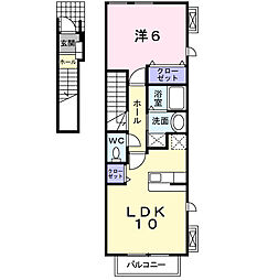 JR総武線 下総中山駅 徒歩21分の賃貸アパート 2階1LDKの間取り
