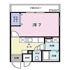 フィオーレ　1 2階1Kの間取り
