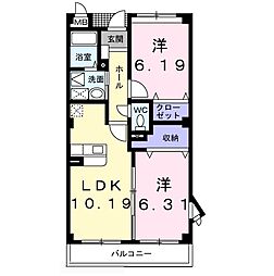 ヴェルデ欅 2階2LDKの間取り