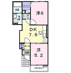 メゾン　ブリーズ　I 1階2DKの間取り