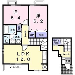 トランキール弐番館 2LDKの間取図画像