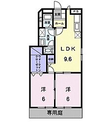 エクセル58Ａ 1階2LDKの間取り