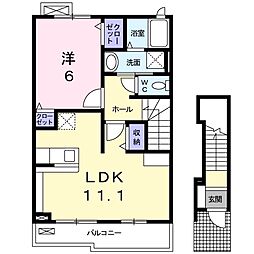 ウエストベルクII 2階1LDKの間取り