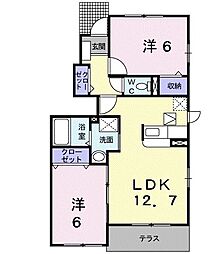 アンジュ　I 1階2LDKの間取り