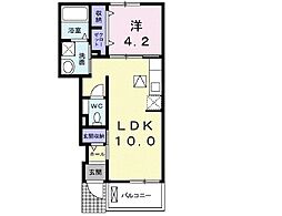 アビタシオン・ＡＹＡI 1階1LDKの間取り