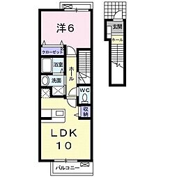 小田急小田原線 町田駅 バス8分 体育館前下車 徒歩4分の賃貸アパート 2階1LDKの間取り