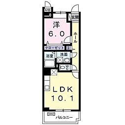 ドミール堤 1LDKの間取図画像