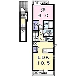 エンブレムＨ 2階1LDKの間取り