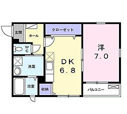 パインコート 2階1DKの間取り
