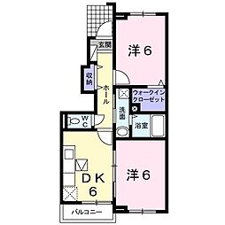 エメロード　II 1階2DKの間取り