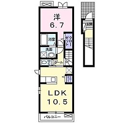 モダン・フリシュＢ 2階1LDKの間取り