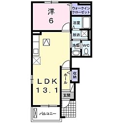 四日市あすなろう 南日永駅 徒歩5分の賃貸アパート 1階1LDKの間取り
